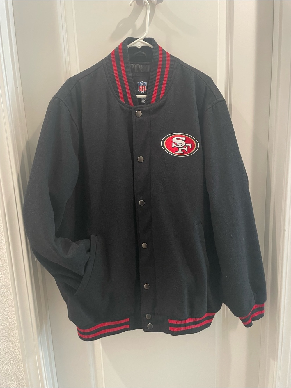 NFL Black & Red San Francisco 49ers Bomber Varsity Jacket
